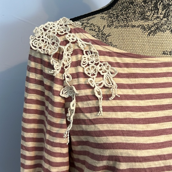 Anthropologie Stripe Lace Top - Picture 6 of 9